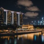 Marina Bay Sands and Singapore skyline at night