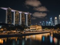 Marina Bay Sands and Singapore skyline at night