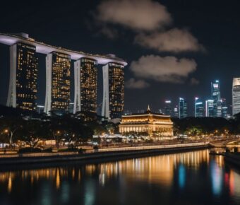 Marina Bay Sands and Singapore skyline at night