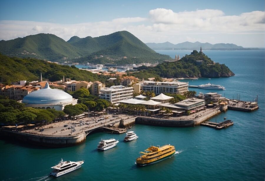 Sunny Coastal City Marina Mountains View