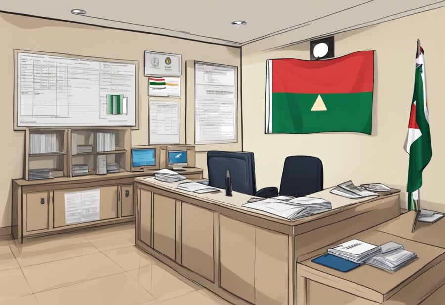 government office interior flag