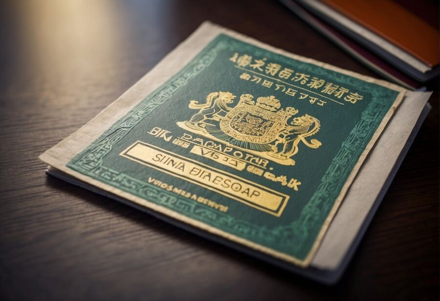 green passport cover on table