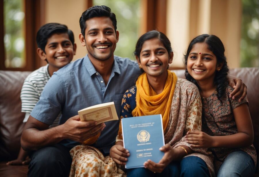 happy family celebrating achievement