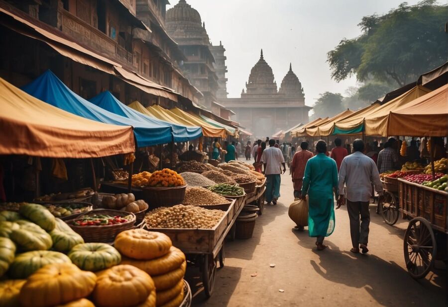 indian market street produce vendors