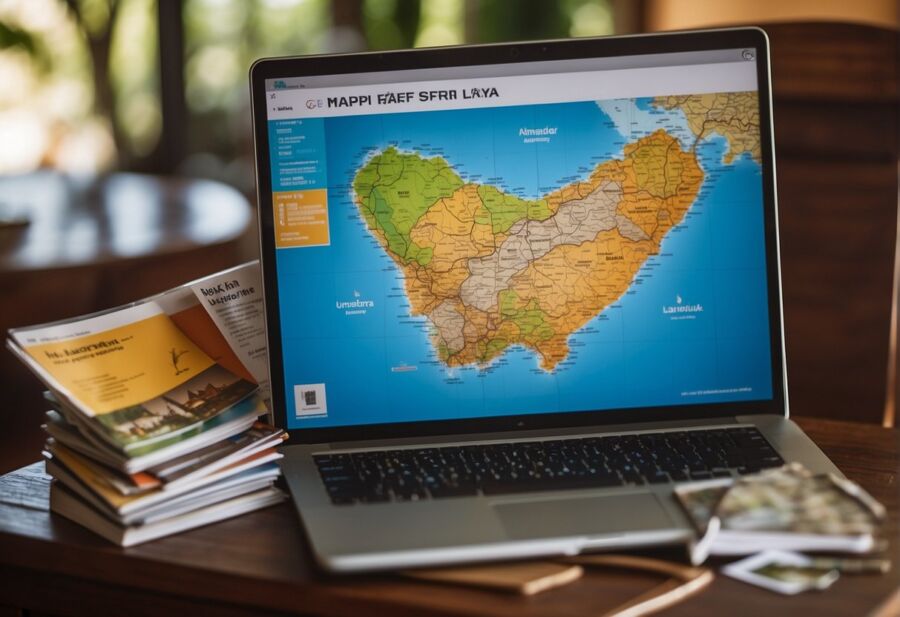 laptop travel planning map