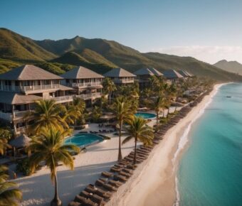 Luxury beach resort aerial view