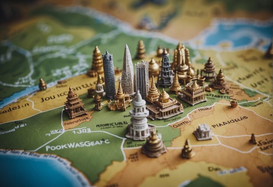 miniature world landmarks map display