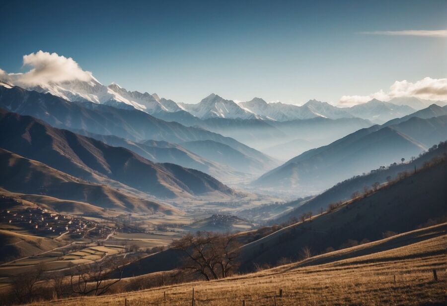 misty mountain valley landscape