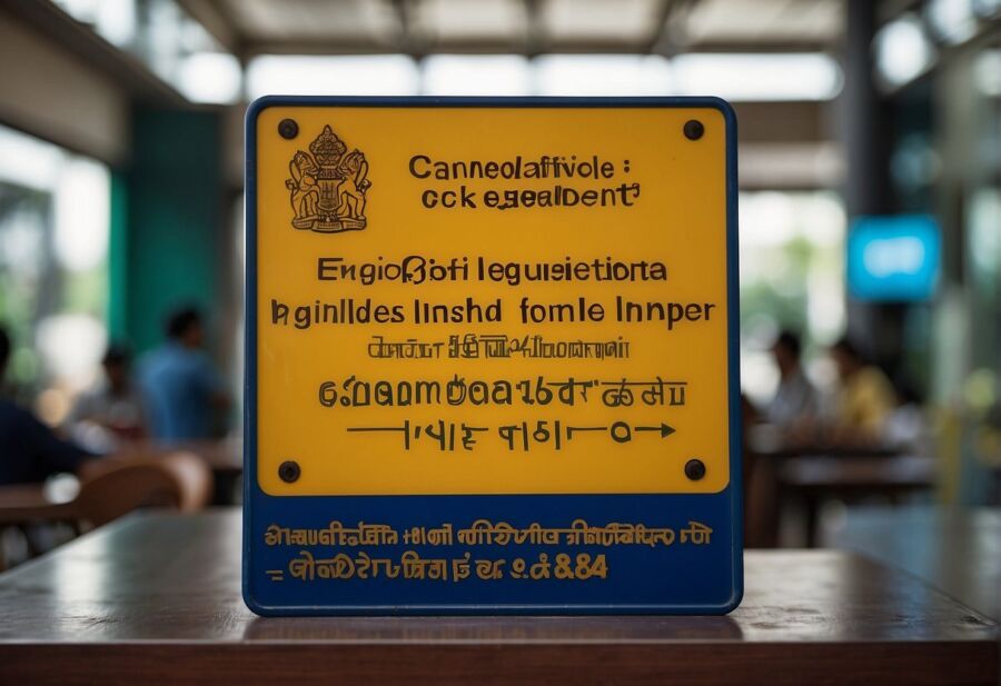 multilingual sign cafe setting