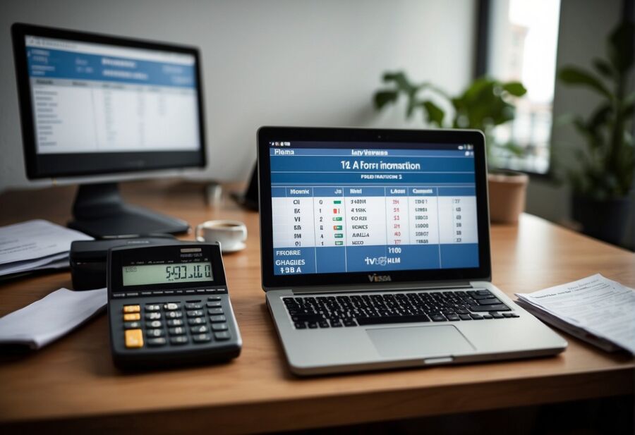 office desk financial analysis laptop