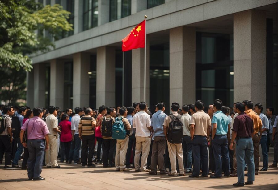 people gathering under china flag