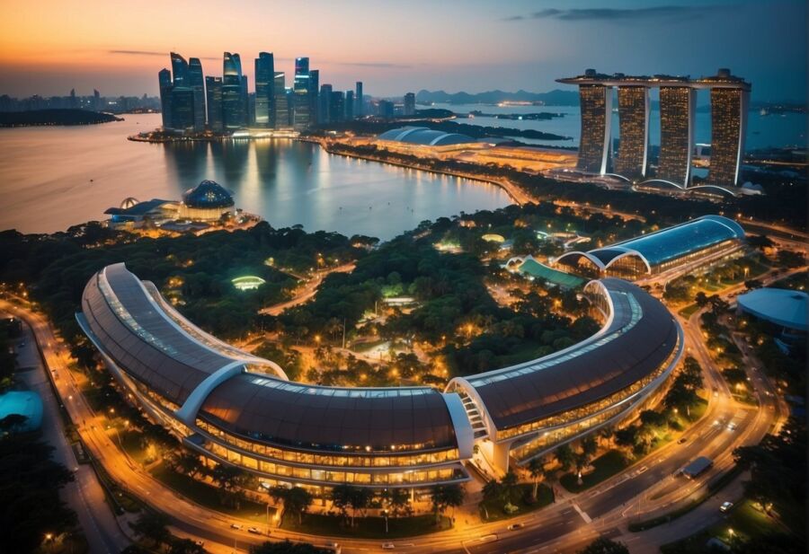 singapore skyline dusk view