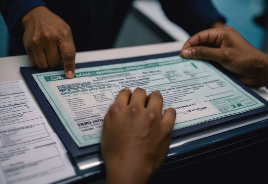 tax form review closeup