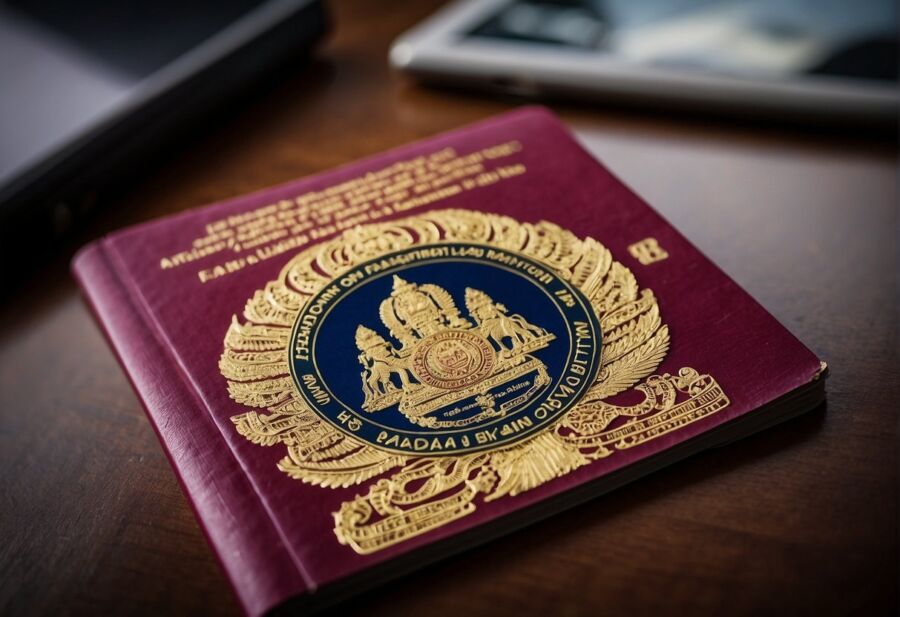 thai passport on desk