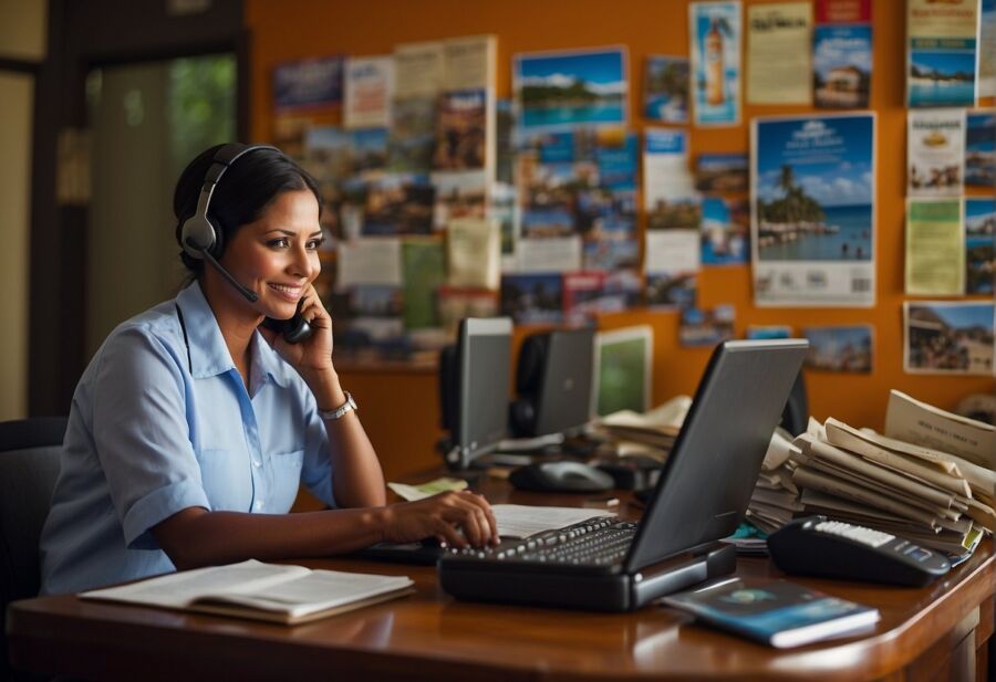 Travel Agent Working in an office
