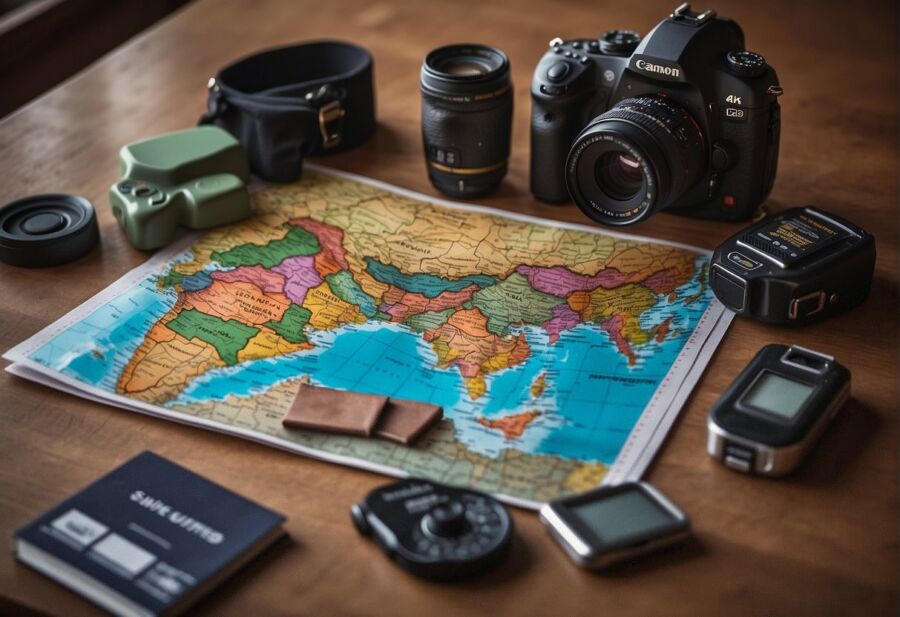 travel photography equipment world map