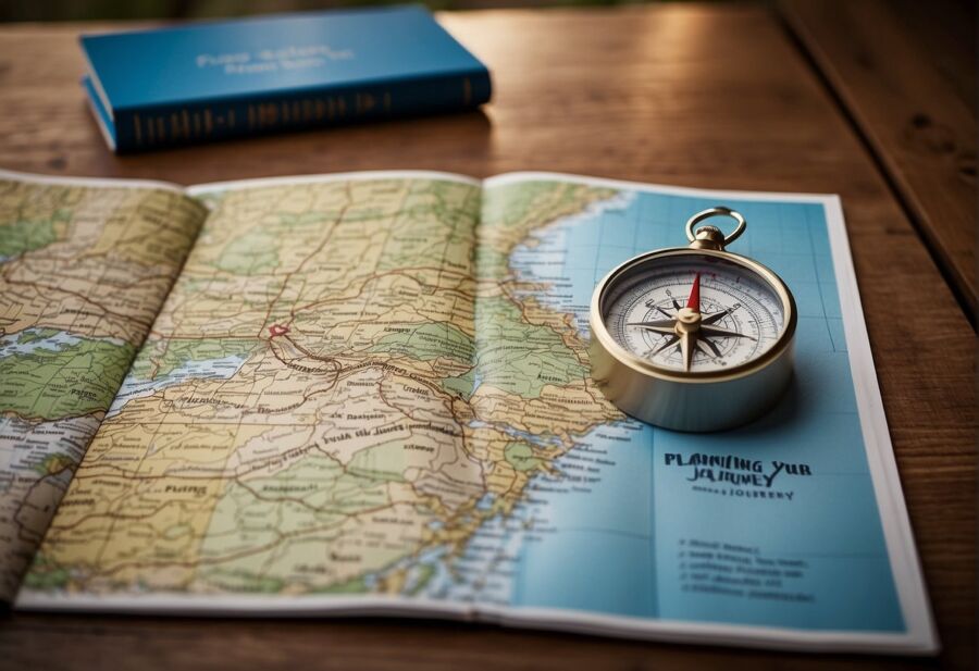 travel planning map compass