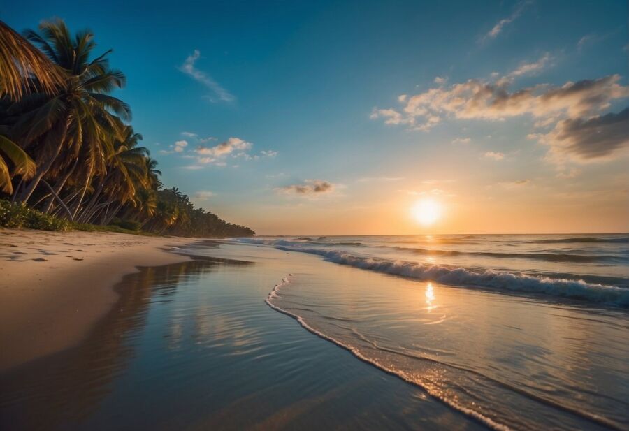 tropical beach sunset scenery