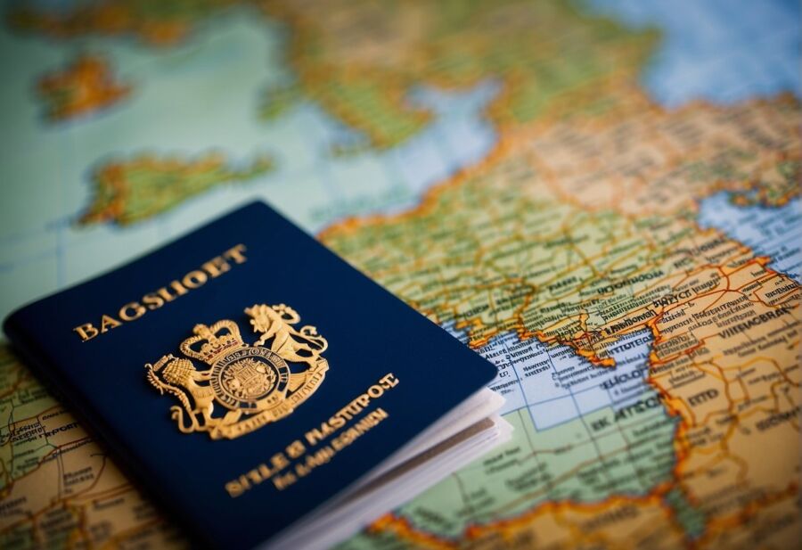 us passport on world map travel concept