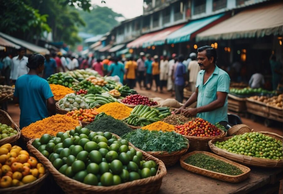 vibrant outdoor market produce