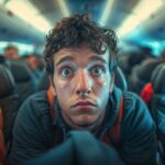 Man Sweating in the Middle Seat