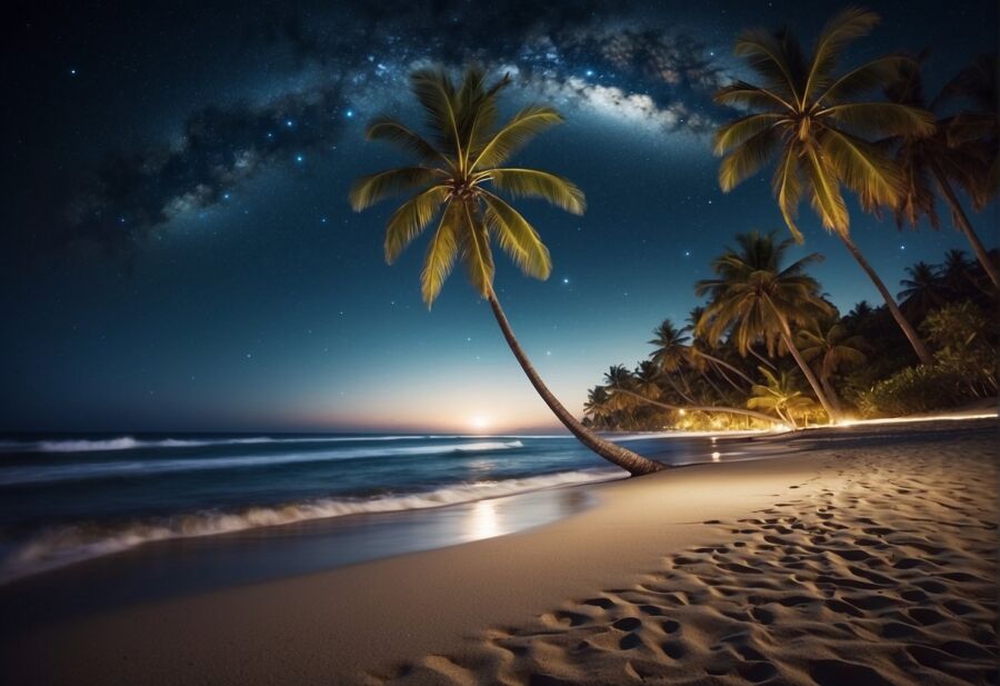 Amazing night scene at a beach in Dhaka