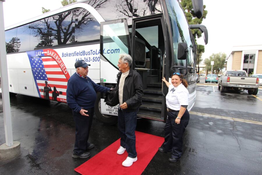 Bakersfield Airport Bus red carpet welcome