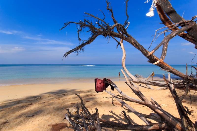 Deep blue waters at the Bamboo Island in Cambodia