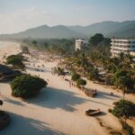 Beautiful beach scene with buildings in Dhaka