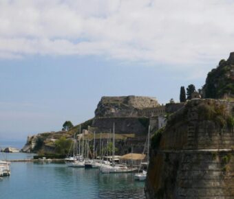 Sailboats in the shore of Corfu