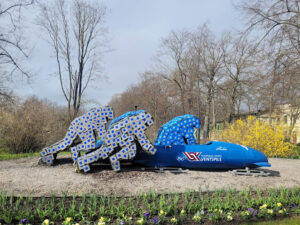 Bobsleigh Team Flower Sculpture