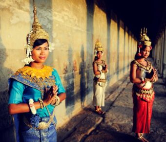Cambodian ladies in traditional costume
