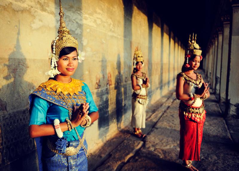 Cambodian ladies in traditional costume