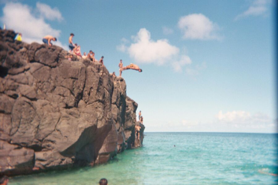 Cliff diving in Rovinj (Croatia)