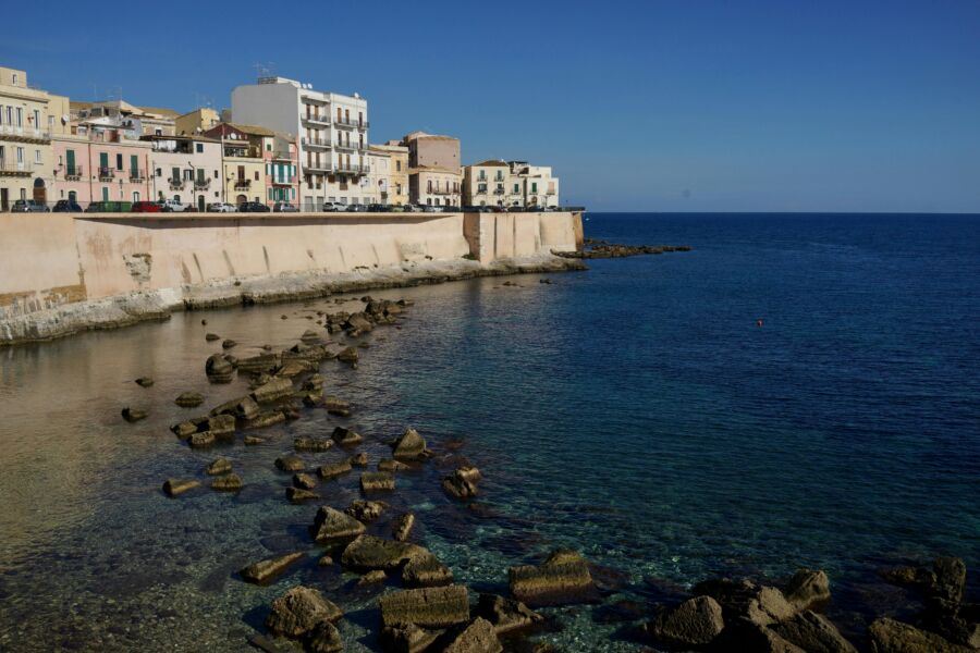 Waterfront of Ortigia town in Syracuse
