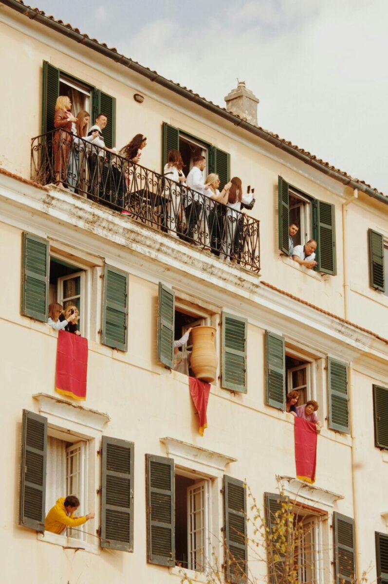 Vibrant Corfu Town during a festivity