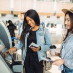 Female travelers at the airport
