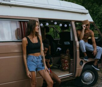 Gen z travelers in camper van