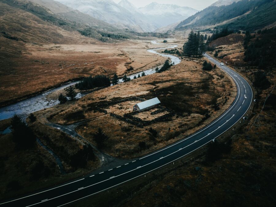 Highway among mountain ranges