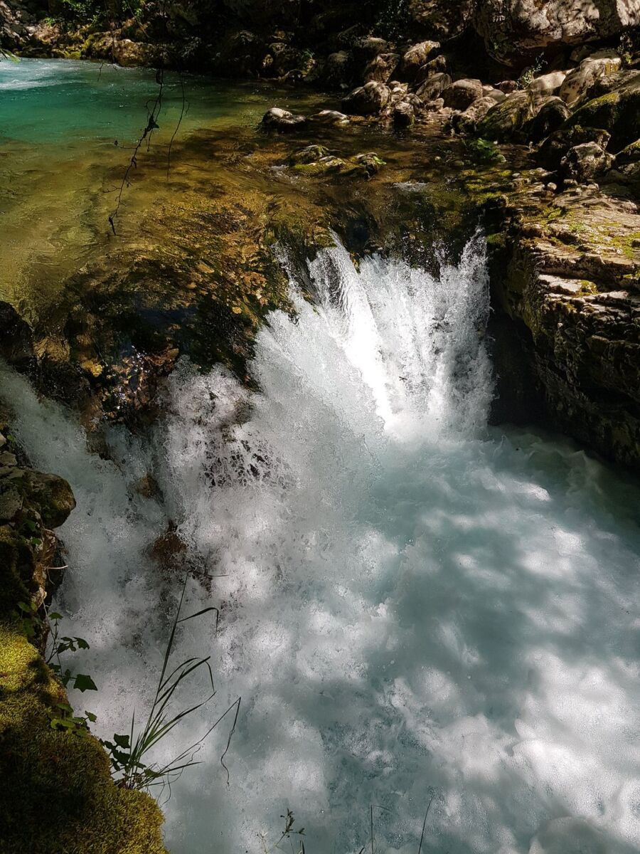 Cascading waters at Kouiassa Waterfalls
