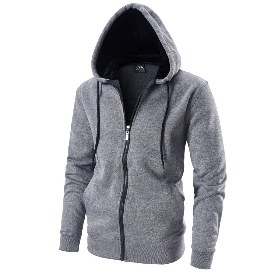 LAIWANG Men's Full Zip Fleece Hoodie