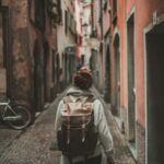 Lone traveler with backpack