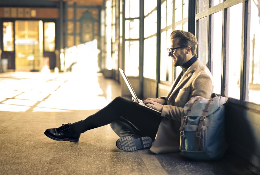 Man booking flight