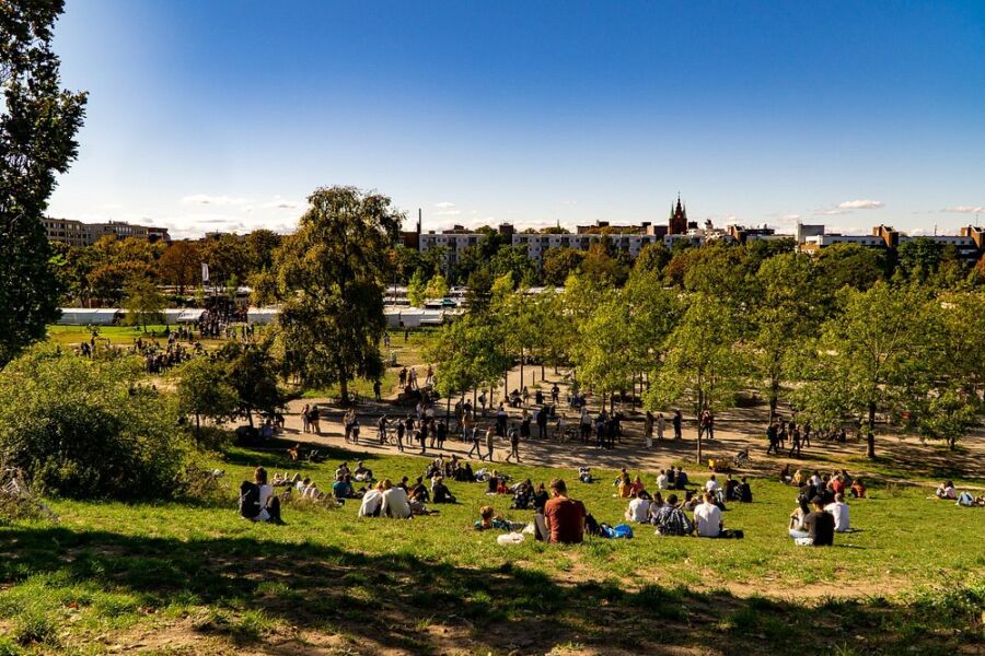 Mauerpark filled with people chilling at the park