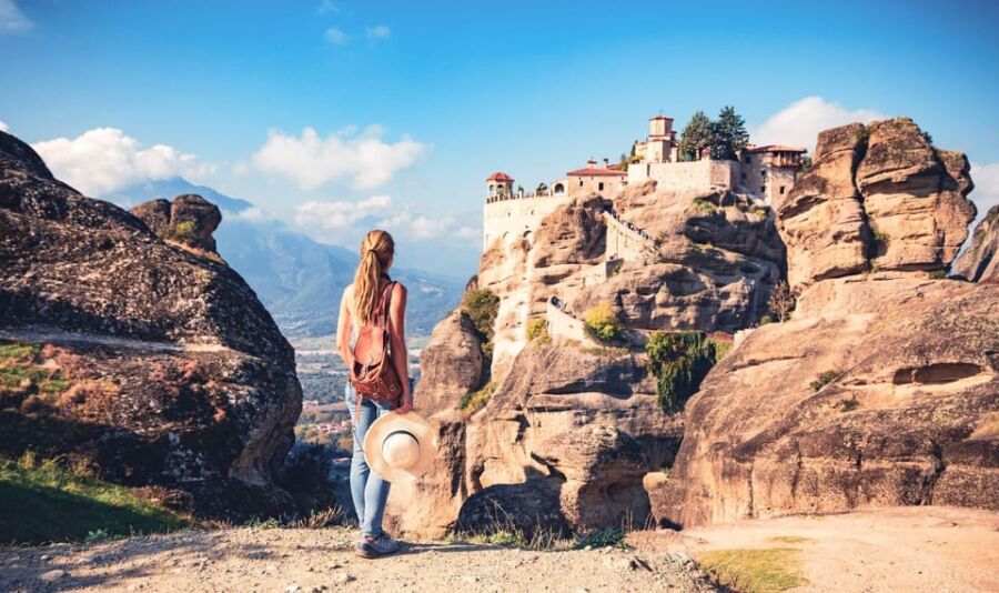 Lady tourist in Meteora
