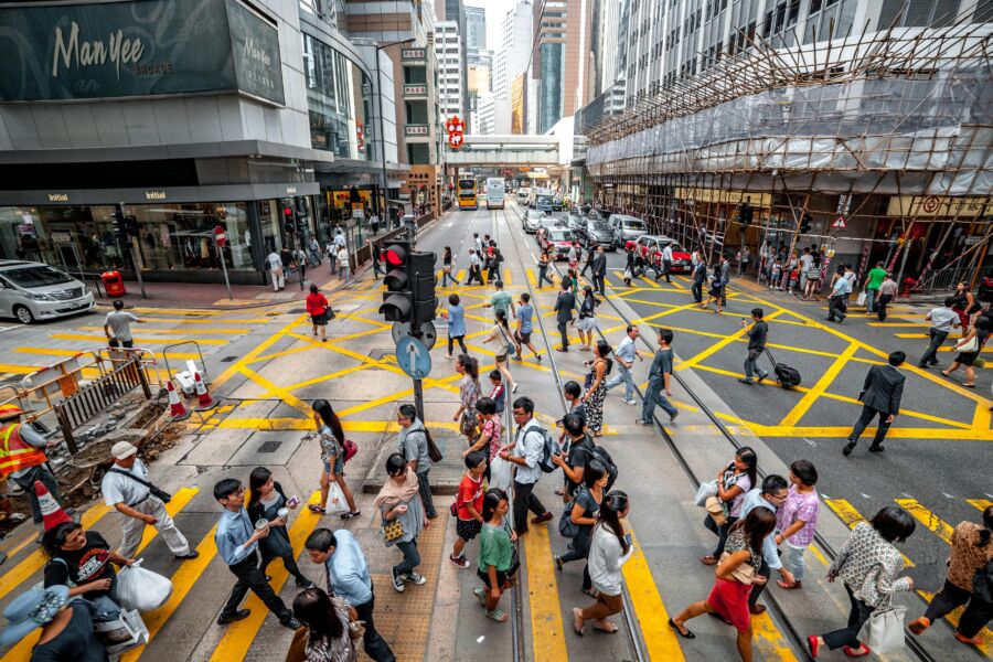 Busy streets of Mong Kok in HK