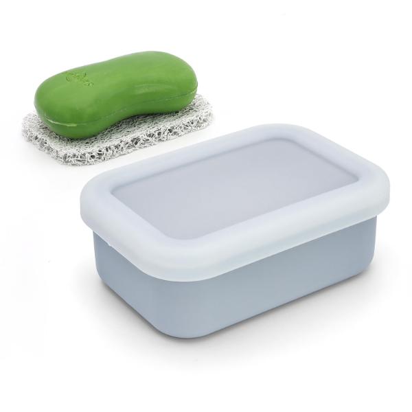 OZNER Enhanced Leak Proof Travel Soap Container, Silicone Travel Soap Case with Drainage Pad