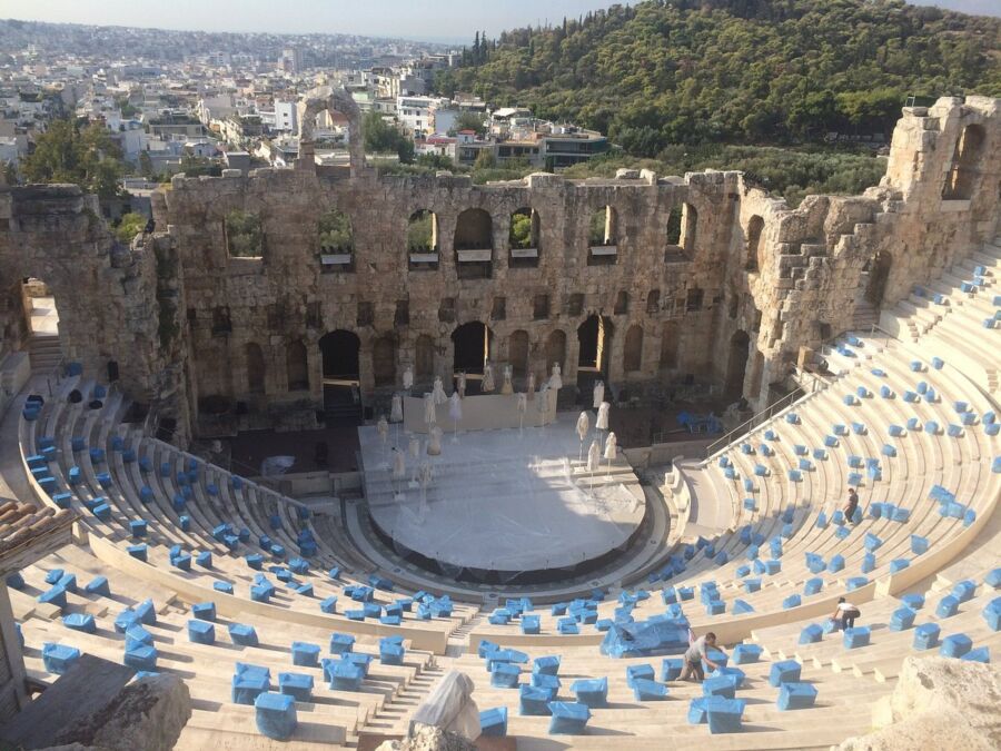 Amazing view of Odeon of Herodes Atticus in Greece