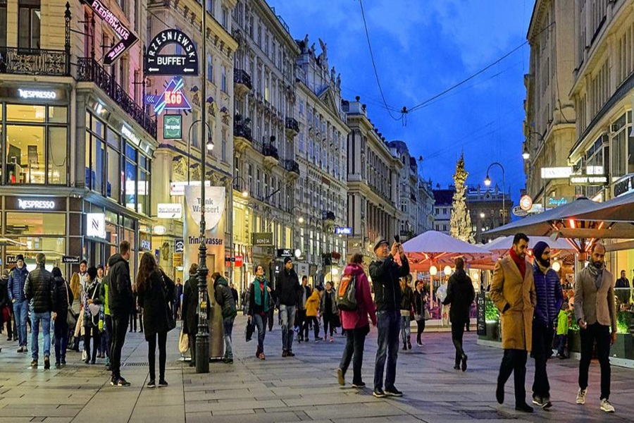 People walking on the street of Vienna