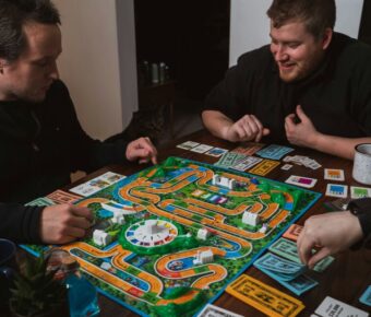 Friends playing board games
